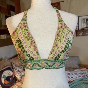 Victoria's Secret Floral Halter Top - Green and Yellow